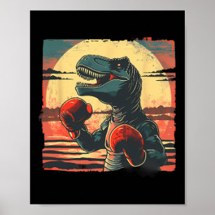 Poster Boxeur Dinosaure Boxe Dino Kickboxing T-rex Boxe