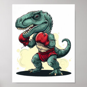 Poster Boxeur Dinosaure Boxe Dinosaure Kickboxing T-rex B