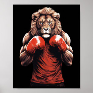 Poster Boxeur Lion Boxe Arts Martiaux Mixtes Kickboxing