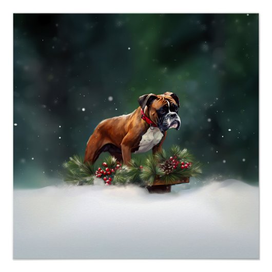 Poster Boxeur Noël neige hiver (Devant)