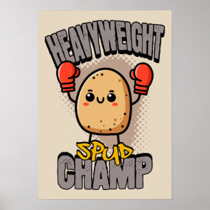 Poster Boxeur Patate Champion poids lourd Pomme de terre