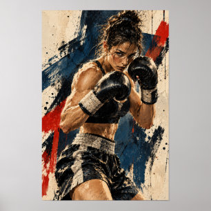 Poster Boxeuse en garde contemporaine Boxe W