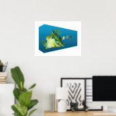 Poster Boxfish - arrière - plan bleu dégradé | (Bureau à domicile)