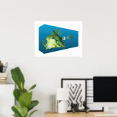 Poster Boxfish - Dégradé de fond bleu design | (Bureau à domicile)