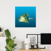 Poster Boxfish en gros plan ! Fond bleu dégradé | (Bureau à domicile)