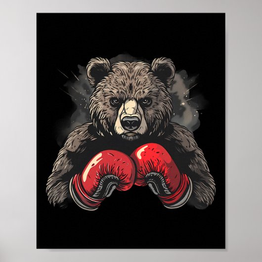 Poster Boxing Bear Lover Boxing Gloves Kickboxing Funny B (Devant)