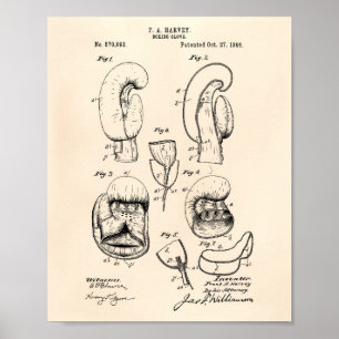 Poster Boxing Glove 1896 Art Brevet - Vieux Poivre
