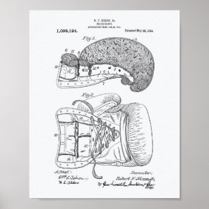 Poster Boxing Glove 1914 Patent Art Livre blanc
