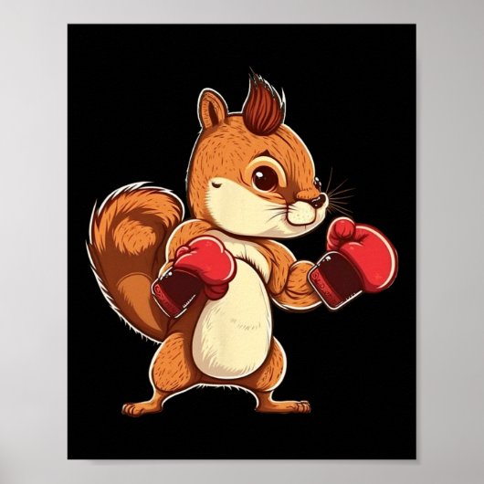Poster Boxing Gloves Squirrel Boxer Kickboxer Kickboxing  (Devant)