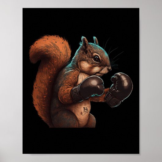 Poster Boxing Squirrel Boxer Boxing Gloves Kickboxing Mma (Devant)