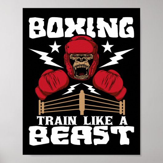 Poster Boxing Train Like A Beast - Kickboxing Kickboxer G (Devant)