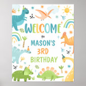 Poster Boy Blue Dinosaur fête d'anniversaire Bienvenue (Devant)