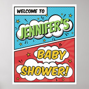 Poster Boy Comic Book Superhero Baby shower Bienvenue