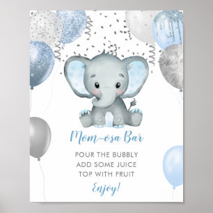 Poster Boy Elephant Baby shower d'aquarelle Momosa Bar