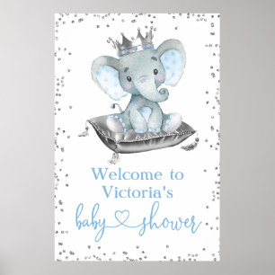 Poster Boy Elephant Prince Baby Shower Welcome Sign
