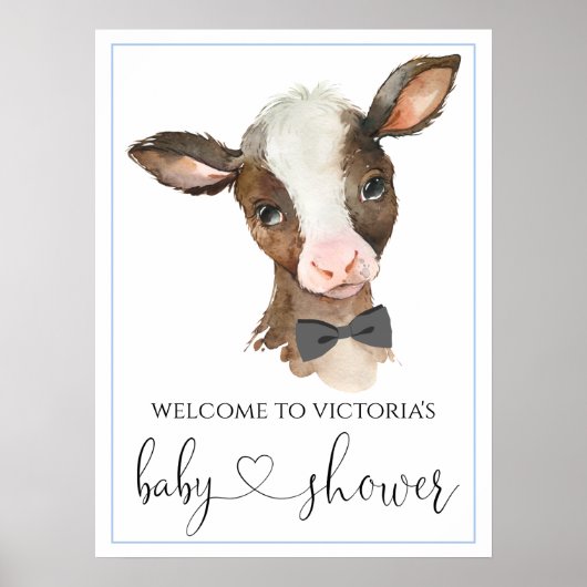 Poster Boy Farm Vache Signes de Baby shower (Devant)