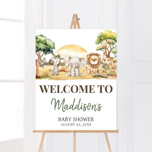 Poster Boy Jungle Safari Animaux Baby shower Bienvenue