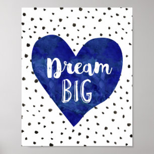 Poster Boy Nursery Décor Aquarelle Marine Blue Heart