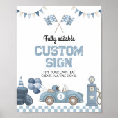 Poster Boy Race Car Birthday Party Table Sign (Devant)
