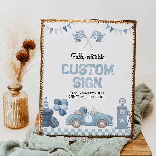 Poster Boy Race Car Birthday Party Table Sign