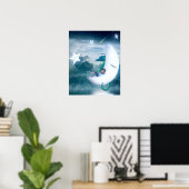 Poster Boy & Seahorse Fishing on the Moon (Bureau à domicile)