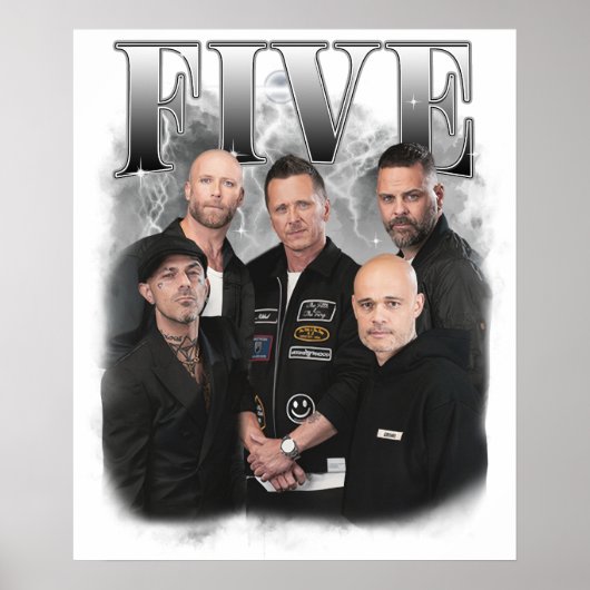 Poster boyband five vintage (Devant)