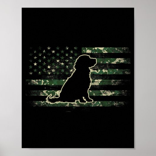 Poster Boykin Spaniel Camouflage Drapeau Américain USA Ch (Devant)