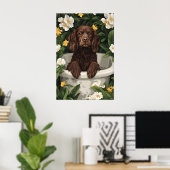 Poster Boykin Spaniel In Bathtub Poster, Funny Dog (Bureau à domicile)
