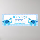 Poster Boys Baby shower Blue Elephant Party Bannière (Devant)