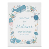 Poster Boys Blue Ocean Under the Sea Baby shower Bienvenu (Devant)