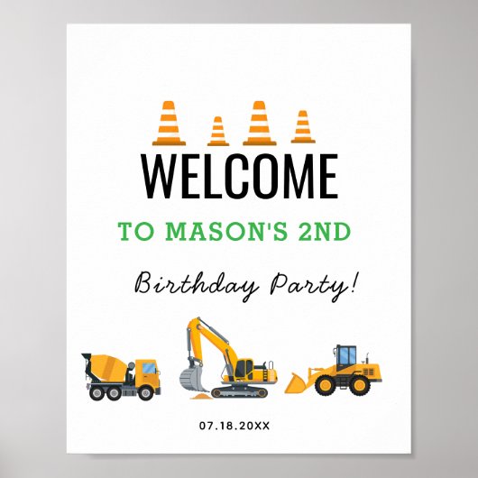 Poster Boys Construction Birthday Party Theme (Devant)