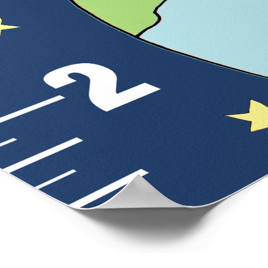 Poster Boys Cute Blue Rocket Ship Space Growth Chart (Coin)