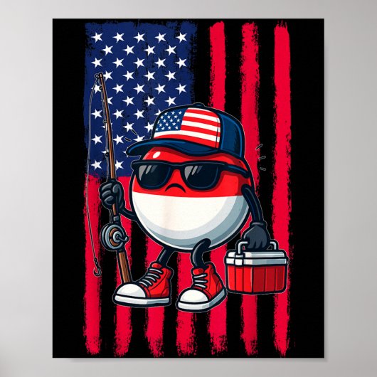 Poster Boys Fishing Rod American Flag Patriotic Fishing F (Devant)