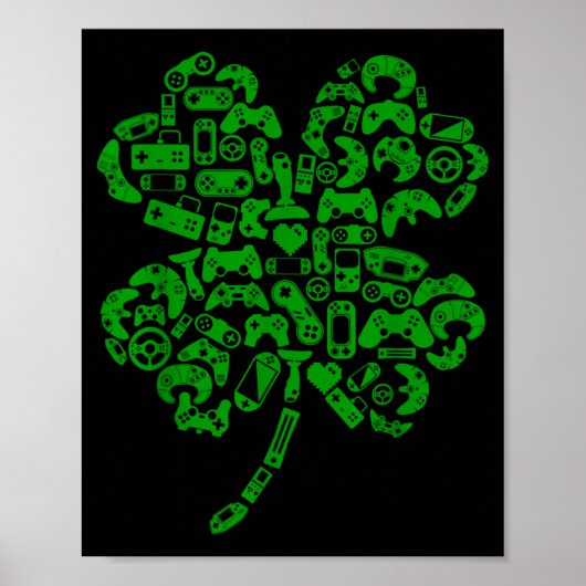 Poster Boys Gamer Game Shamrock St Patricks Day Irish Men (Devant)