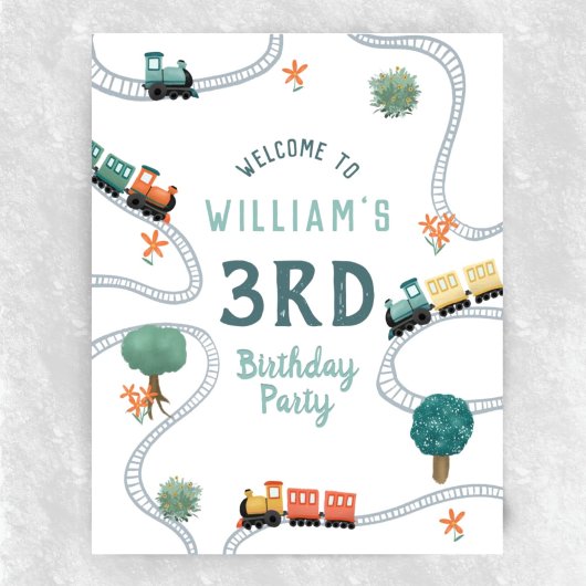 Poster Boys mignon Train Voyage Anniversaire de enfant Af