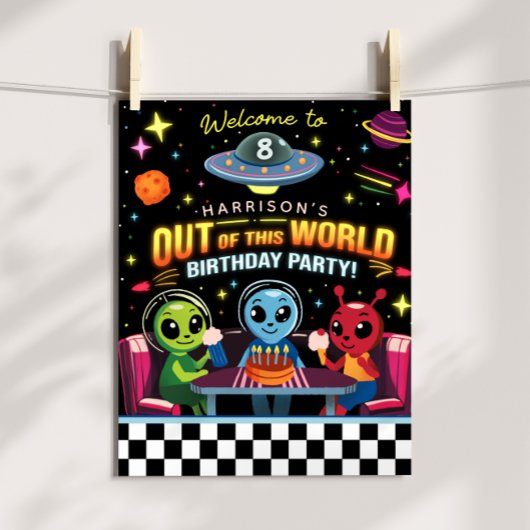 Poster Boys Out Of This World Space Alien Welcome Sign
