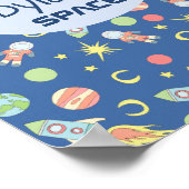 Poster Boys Rocket Ship Space Motif et nom Enfants (Coin)