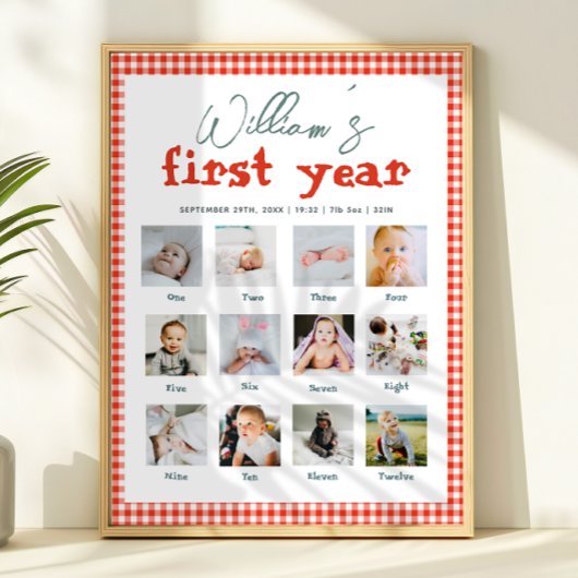 Poster Boys Rustic Farm First Year Birthday Photo Collage