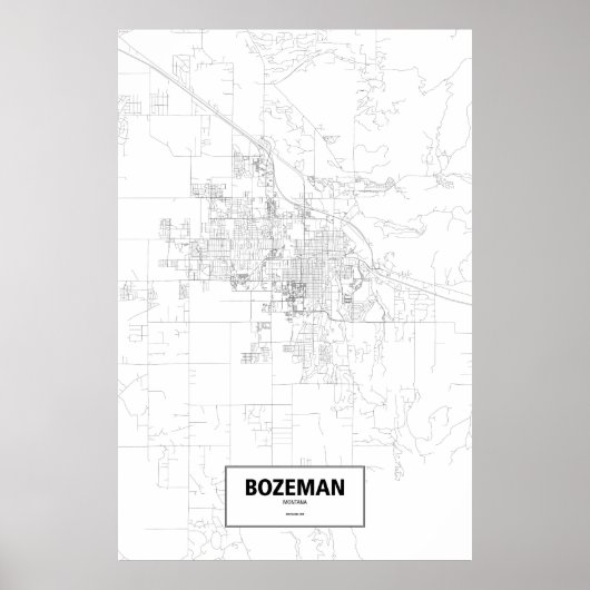 Poster Bozeman, Montana (noir sur blanc) (Devant)