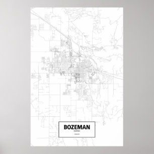 Poster Bozeman, Montana (noir sur le blanc)