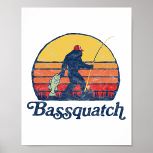 Poster Bquatch! Drôle de Bigfoot pêche rétro extérieur 1