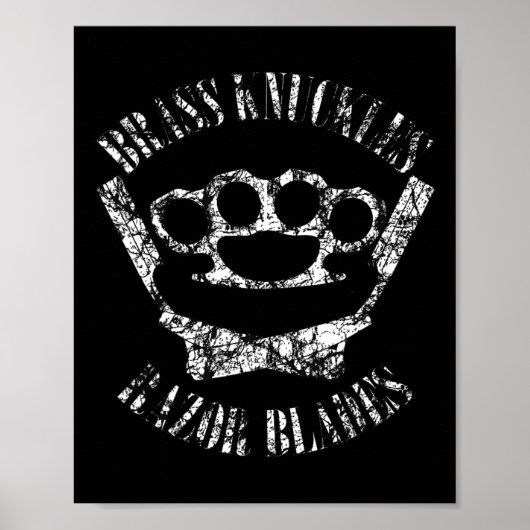 Poster Br Knuckles Et Lames Razor - Boxe Et Barbier T (Devant)