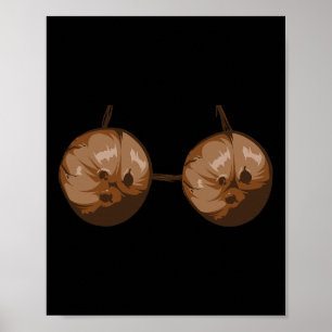 Poster Bra de noix de coco d'été Costume d'Halloween drôl