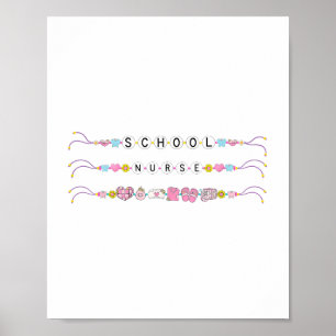 Poster Bracelet Nurse Retour À L'École Vie Mignonne Équip