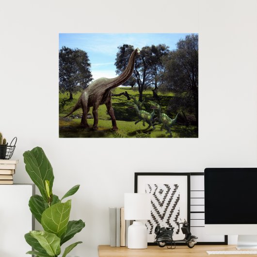 Poster ~ Brachiosaurus attaqués par des vélocirapt (Bureau à domicile)