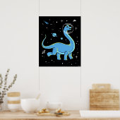 Poster Brachiosaurus Bleu Dinos Dans L'Espace (Cuisine)