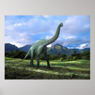 Poster ~ Brachiosaurus dinosaur in beemdje