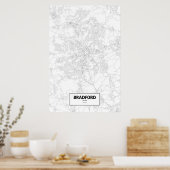 Poster Bradford, Angleterre (noir sur blanc) (Cuisine)