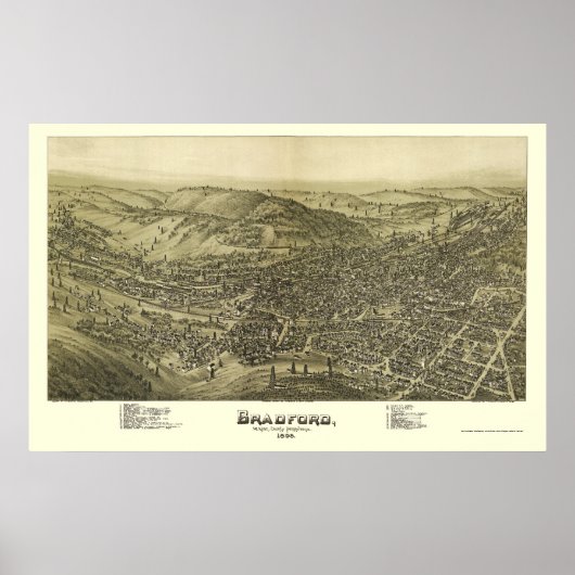 Poster Bradford, PA Carte panoramique - 1895 (Devant)