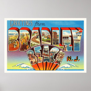Poster Bradley Beach New Jersey NJ Vintage Old Postcard